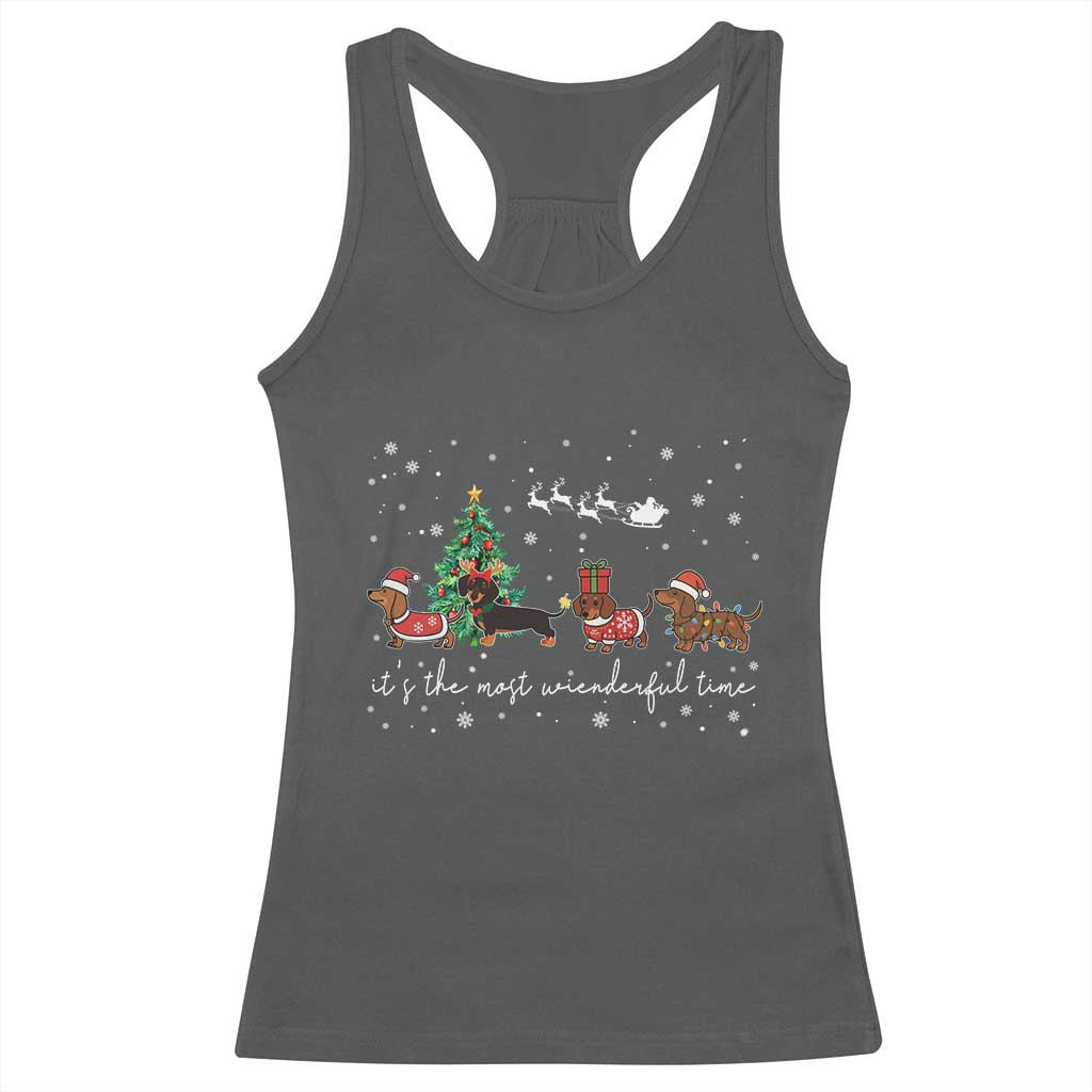 Dachshund Christmas Racerback Tank Top Funny Weiner Dog Lovers Its The Most Wienderful Time - Wonder Print Shop