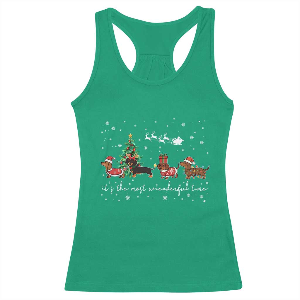 Dachshund Christmas Racerback Tank Top Funny Weiner Dog Lovers Its The Most Wienderful Time - Wonder Print Shop