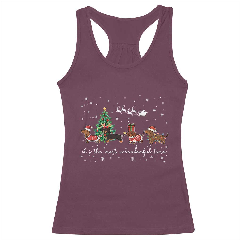 Dachshund Christmas Racerback Tank Top Funny Weiner Dog Lovers Its The Most Wienderful Time - Wonder Print Shop