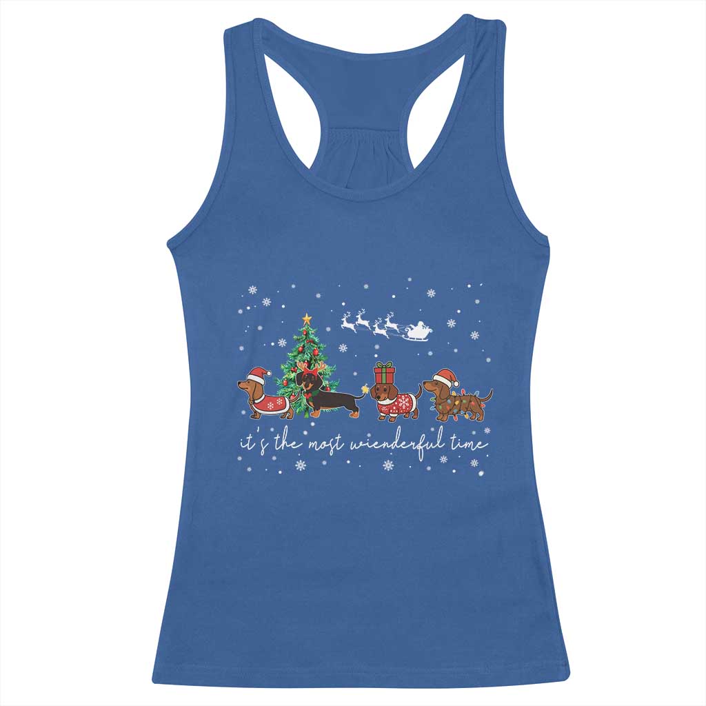 Dachshund Christmas Racerback Tank Top Funny Weiner Dog Lovers Its The Most Wienderful Time - Wonder Print Shop