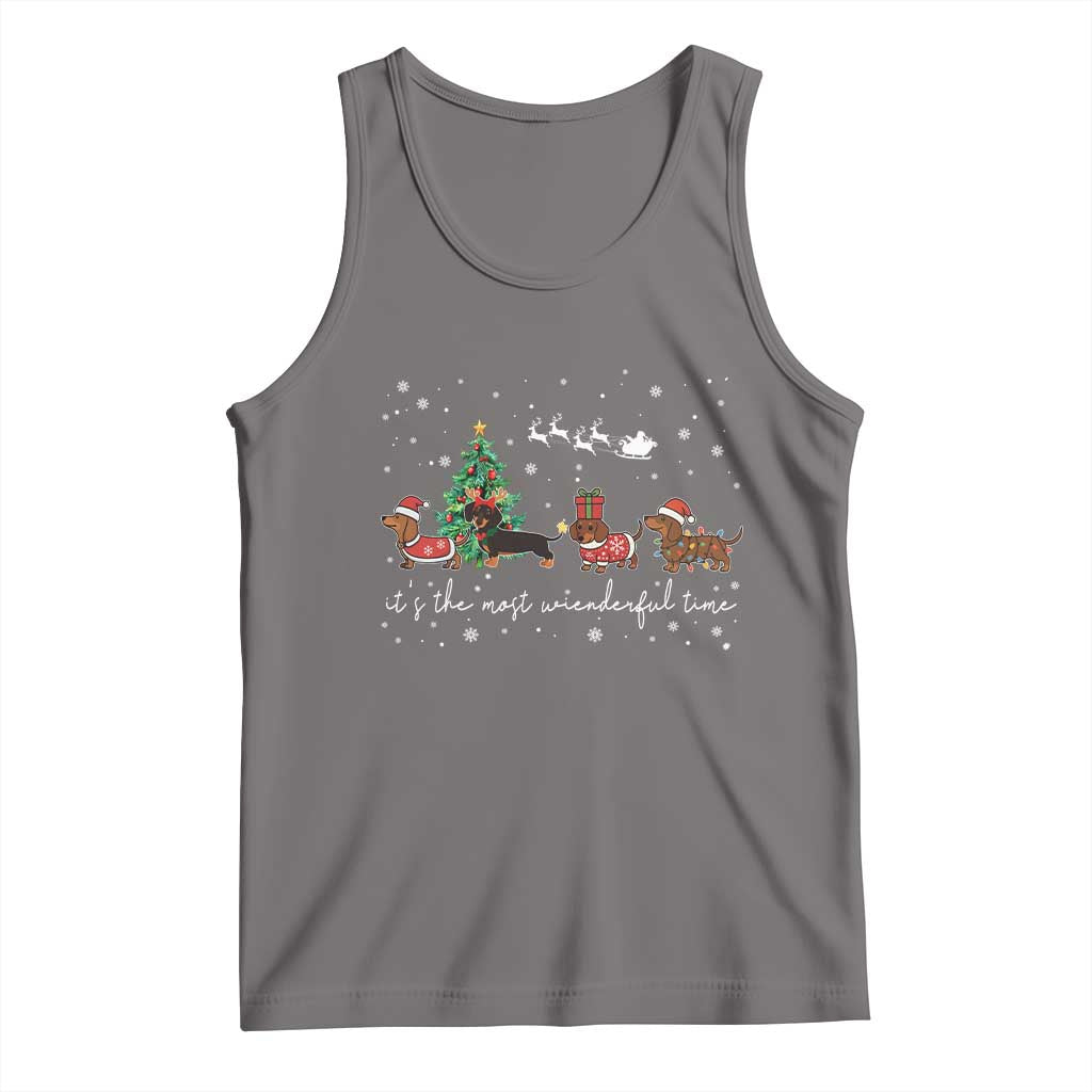 Dachshund Christmas Tank Top Funny Weiner Dog Lovers Its The Most Wienderful Time - Wonder Print Shop