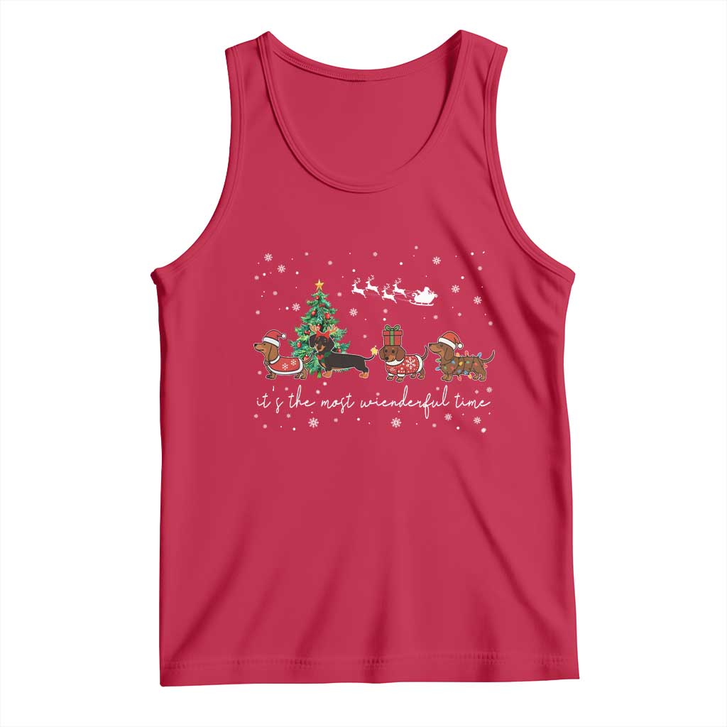 Dachshund Christmas Tank Top Funny Weiner Dog Lovers Its The Most Wienderful Time - Wonder Print Shop