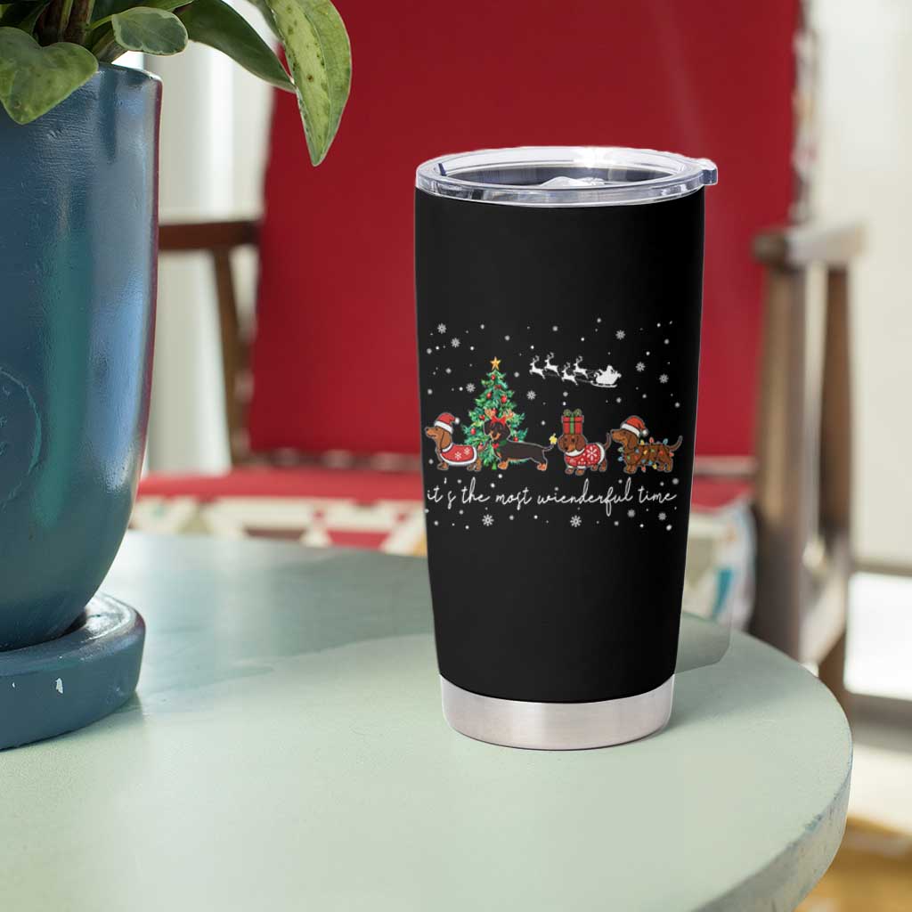 Dachshund Christmas Tumbler Cup Funny Weiner Dog Lovers Its The Most Wienderful Time - Wonder Print Shop
