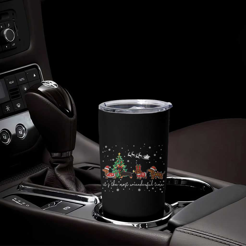 Dachshund Christmas Tumbler Cup Funny Weiner Dog Lovers Its The Most Wienderful Time - Wonder Print Shop