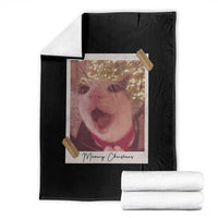 Meowy Christmas Throw Blanket Funny Cat Lovers Xmas Vintage Photo - Wonder Print Shop