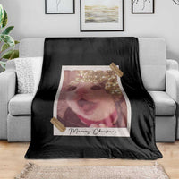 Meowy Christmas Throw Blanket Funny Cat Lovers Xmas Vintage Photo - Wonder Print Shop