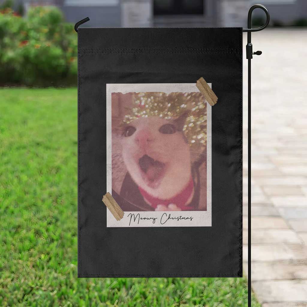 Meowy Christmas Garden Flag Funny Cat Lovers Xmas Vintage Photo - Wonder Print Shop