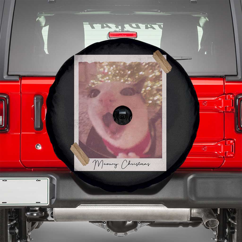 Meowy Christmas Spare Tire Cover Funny Cat Lovers Xmas Vintage Photo - Wonder Print Shop