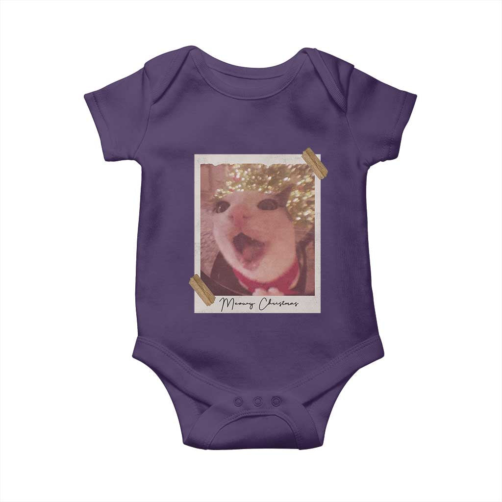 Meowy Christmas Baby Onesie Funny Cat Lovers Xmas Vintage Photo - Wonder Print Shop