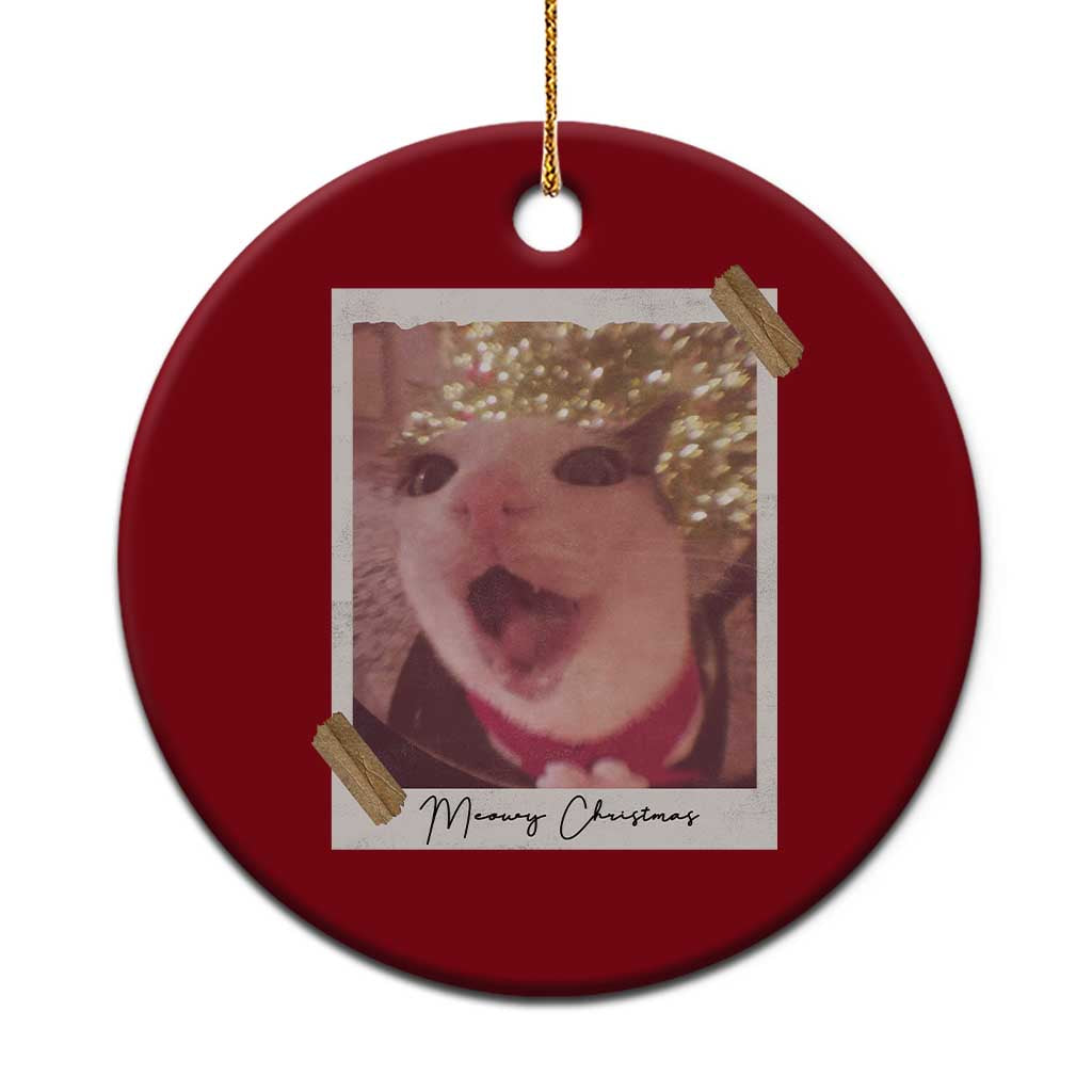 Meowy Christmas Ceramic Ornament Funny Cat Lovers Xmas Vintage Photo - Wonder Print Shop