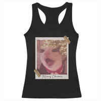 Meowy Christmas Racerback Tank Top Funny Cat Lovers Xmas Vintage Photo - Wonder Print Shop