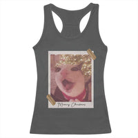 Meowy Christmas Racerback Tank Top Funny Cat Lovers Xmas Vintage Photo - Wonder Print Shop