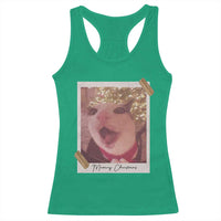 Meowy Christmas Racerback Tank Top Funny Cat Lovers Xmas Vintage Photo - Wonder Print Shop