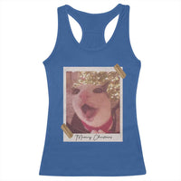 Meowy Christmas Racerback Tank Top Funny Cat Lovers Xmas Vintage Photo - Wonder Print Shop