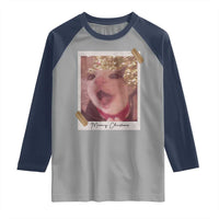 Meowy Christmas Raglan Shirt Funny Cat Lovers Xmas Vintage Photo - Wonder Print Shop