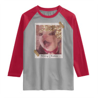 Meowy Christmas Raglan Shirt Funny Cat Lovers Xmas Vintage Photo - Wonder Print Shop