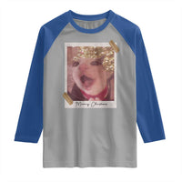 Meowy Christmas Raglan Shirt Funny Cat Lovers Xmas Vintage Photo - Wonder Print Shop