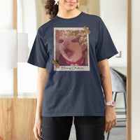 Meowy Christmas T Shirt For Women Funny Cat Lovers Xmas Vintage Photo - Wonder Print Shop