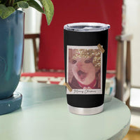 Meowy Christmas Tumbler Cup Funny Cat Lovers Xmas Vintage Photo - Wonder Print Shop