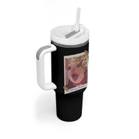 Meowy Christmas Tumbler With Handle Funny Cat Lovers Xmas Vintage Photo - Wonder Print Shop