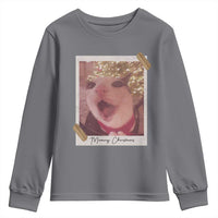 Meowy Christmas Youth Sweatshirt Funny Cat Lovers Xmas Vintage Photo - Wonder Print Shop