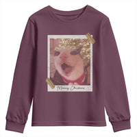 Meowy Christmas Youth Sweatshirt Funny Cat Lovers Xmas Vintage Photo - Wonder Print Shop