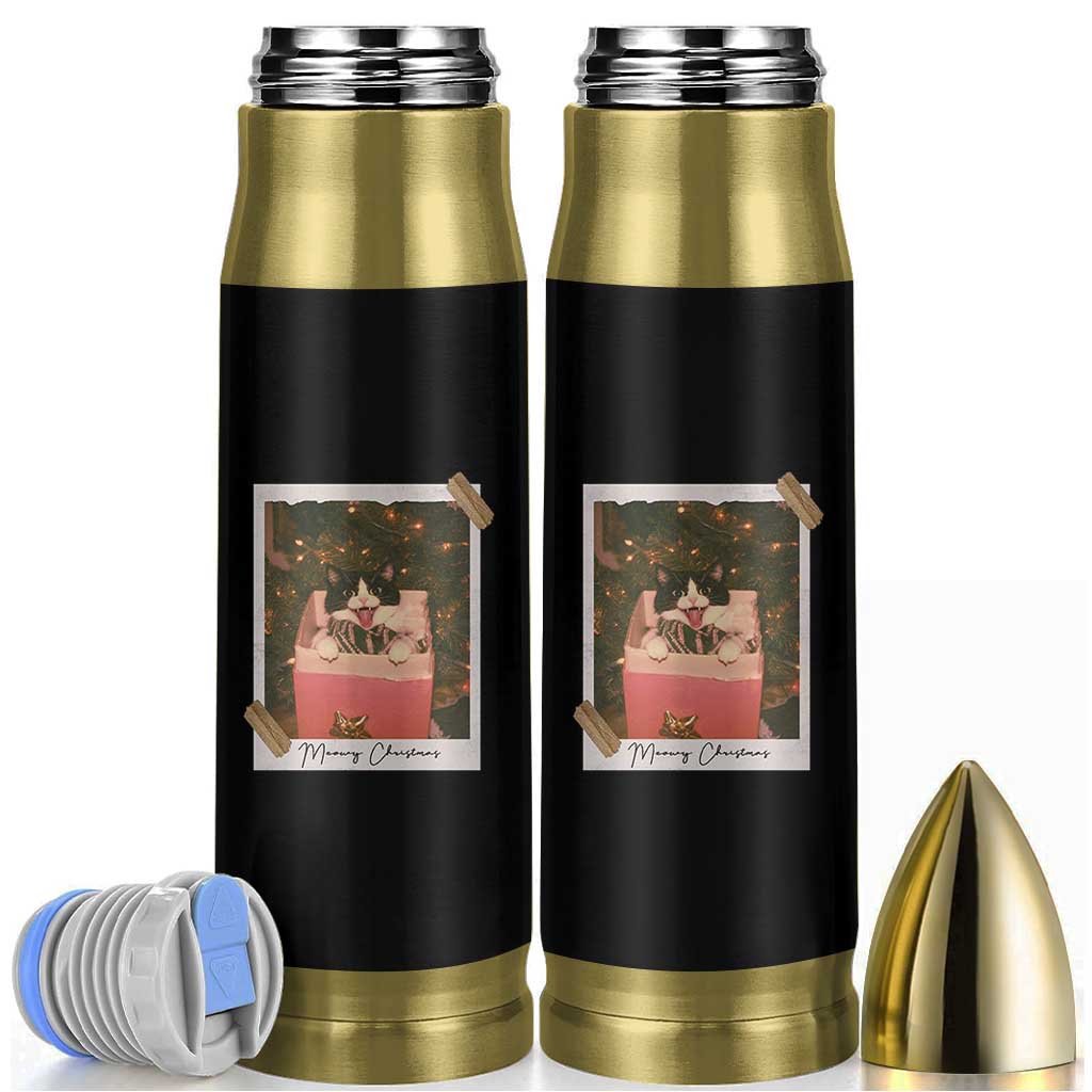 Meowy Christmas Bullet Tumbler Cute Cat Lovers Xmas Retro Vintage Photo - Wonder Print Shop
