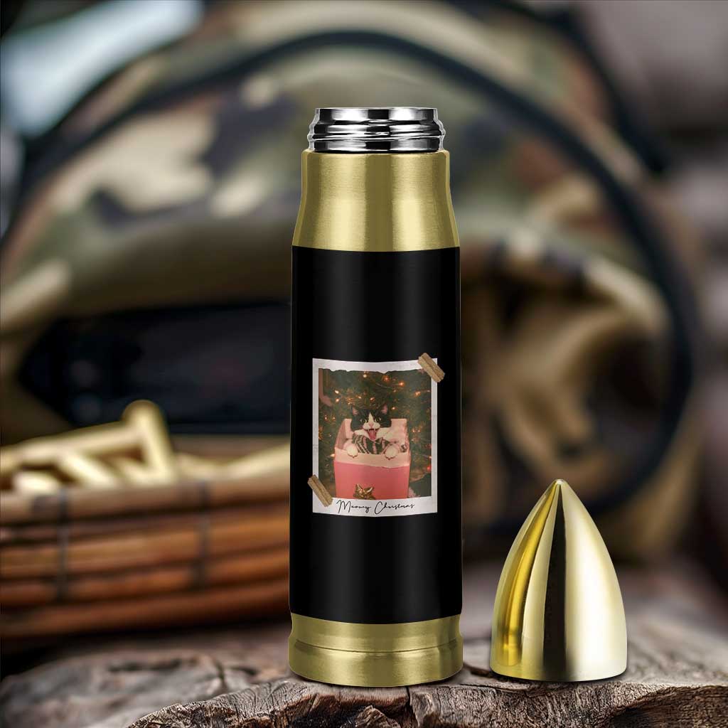 Meowy Christmas Bullet Tumbler Cute Cat Lovers Xmas Retro Vintage Photo - Wonder Print Shop