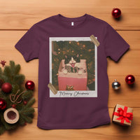 Meowy Christmas T Shirt Cute Cat Lovers Xmas Retro Vintage Photo - Wonder Print Shop