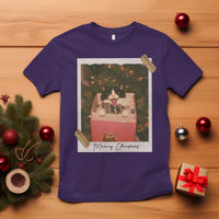 Meowy Christmas T Shirt Cute Cat Lovers Xmas Retro Vintage Photo - Wonder Print Shop