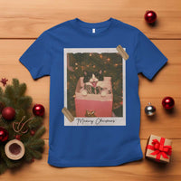 Meowy Christmas T Shirt Cute Cat Lovers Xmas Retro Vintage Photo - Wonder Print Shop