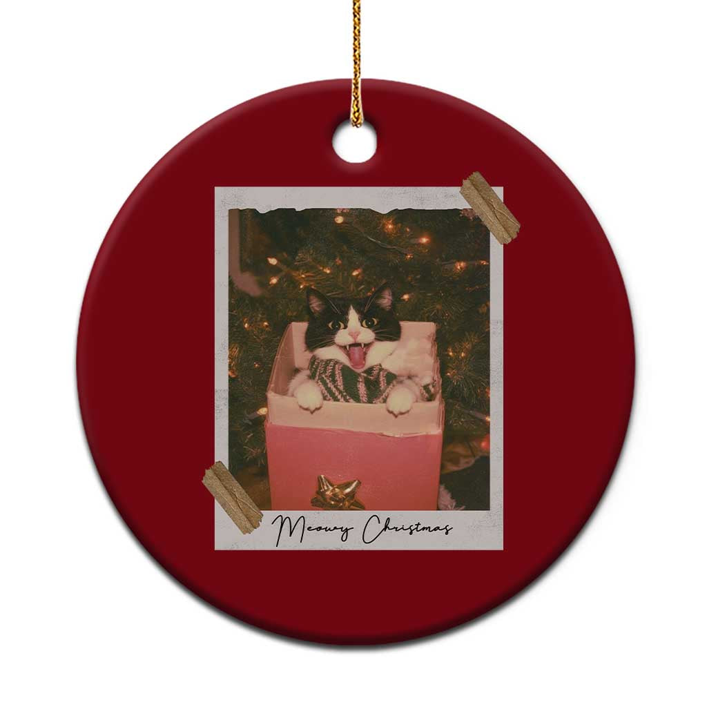 Meowy Christmas Ceramic Ornament Cute Cat Lovers Xmas Retro Vintage Photo - Wonder Print Shop