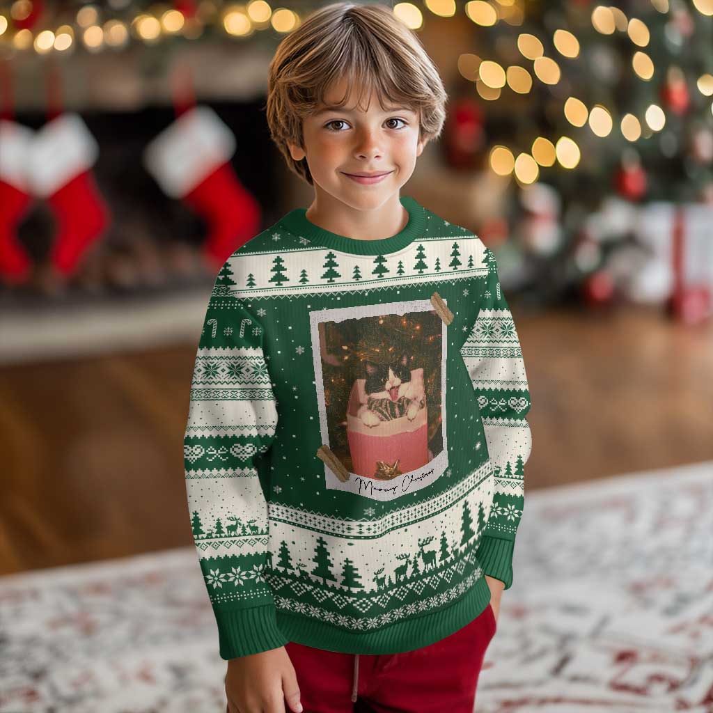 Meowy Xmas Ugly Christmas Sweater Cute Cat Lovers Xmas Retro Vintage Photo - Wonder Print Shop