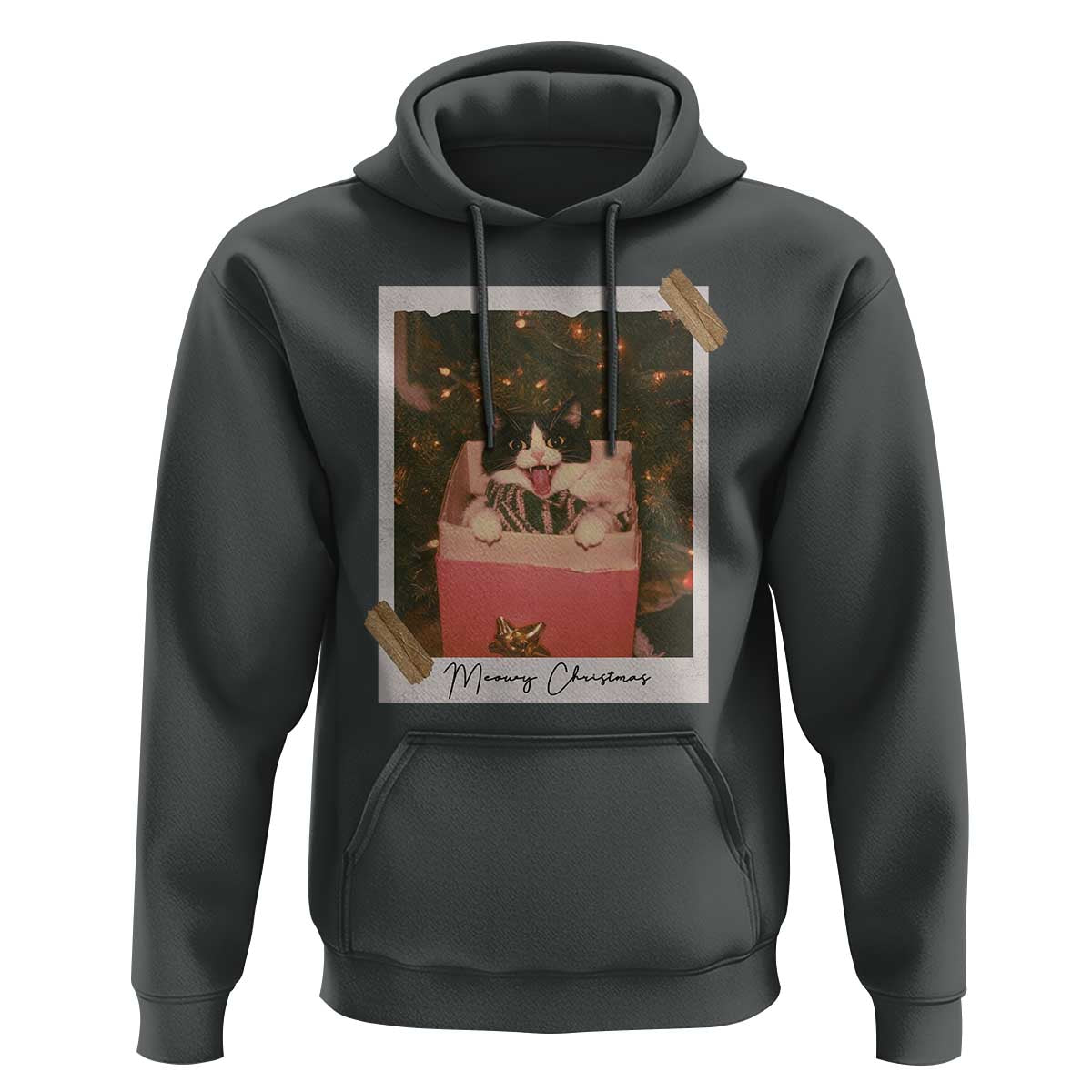 Meowy Christmas Hoodie Cute Cat Lovers Xmas Retro Vintage Photo - Wonder Print Shop