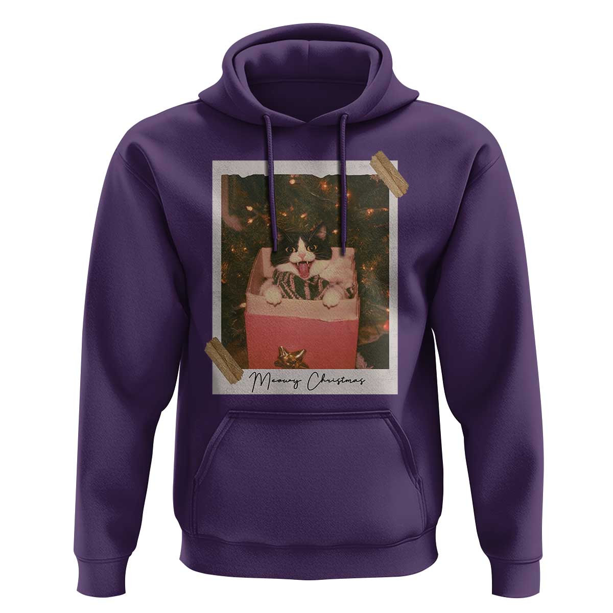 Meowy Christmas Hoodie Cute Cat Lovers Xmas Retro Vintage Photo - Wonder Print Shop