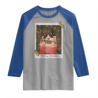 Meowy Christmas Raglan Shirt Cute Cat Lovers Xmas Retro Vintage Photo - Wonder Print Shop