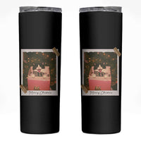 Meowy Christmas Skinny Tumbler Cute Cat Lovers Xmas Retro Vintage Photo - Wonder Print Shop