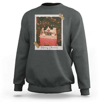 Meowy Christmas Sweatshirt Cute Cat Lovers Xmas Retro Vintage Photo - Wonder Print Shop