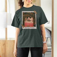 Meowy Christmas T Shirt For Women Cute Cat Lovers Xmas Retro Vintage Photo - Wonder Print Shop