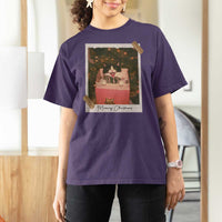 Meowy Christmas T Shirt For Women Cute Cat Lovers Xmas Retro Vintage Photo - Wonder Print Shop