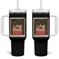 Meowy Christmas Tumbler With Handle Cute Cat Lovers Xmas Retro Vintage Photo - Wonder Print Shop