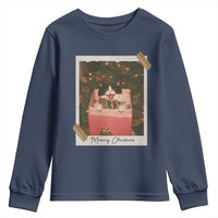 Meowy Christmas Youth Sweatshirt Cute Cat Lovers Xmas Retro Vintage Photo - Wonder Print Shop