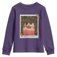 Meowy Christmas Youth Sweatshirt Cute Cat Lovers Xmas Retro Vintage Photo - Wonder Print Shop