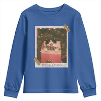 Meowy Christmas Youth Sweatshirt Cute Cat Lovers Xmas Retro Vintage Photo - Wonder Print Shop
