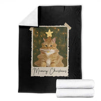 Meowy Christmas Throw Blanket Funny Cat Xmas Tree Retro Vintage Photo - Wonder Print Shop
