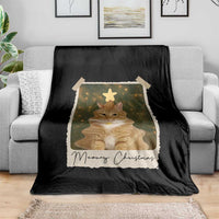 Meowy Christmas Throw Blanket Funny Cat Xmas Tree Retro Vintage Photo - Wonder Print Shop