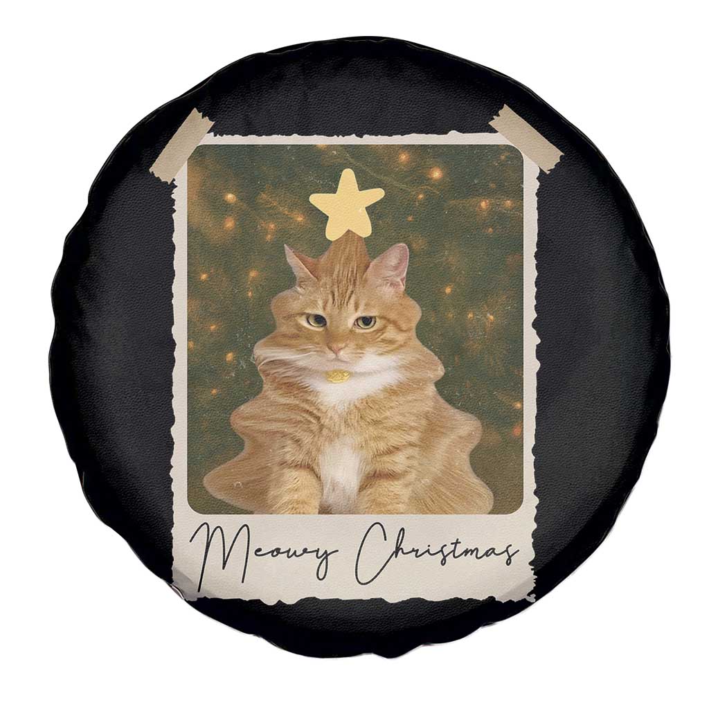 Meowy Christmas Spare Tire Cover Funny Cat Xmas Tree Retro Vintage Photo - Wonder Print Shop
