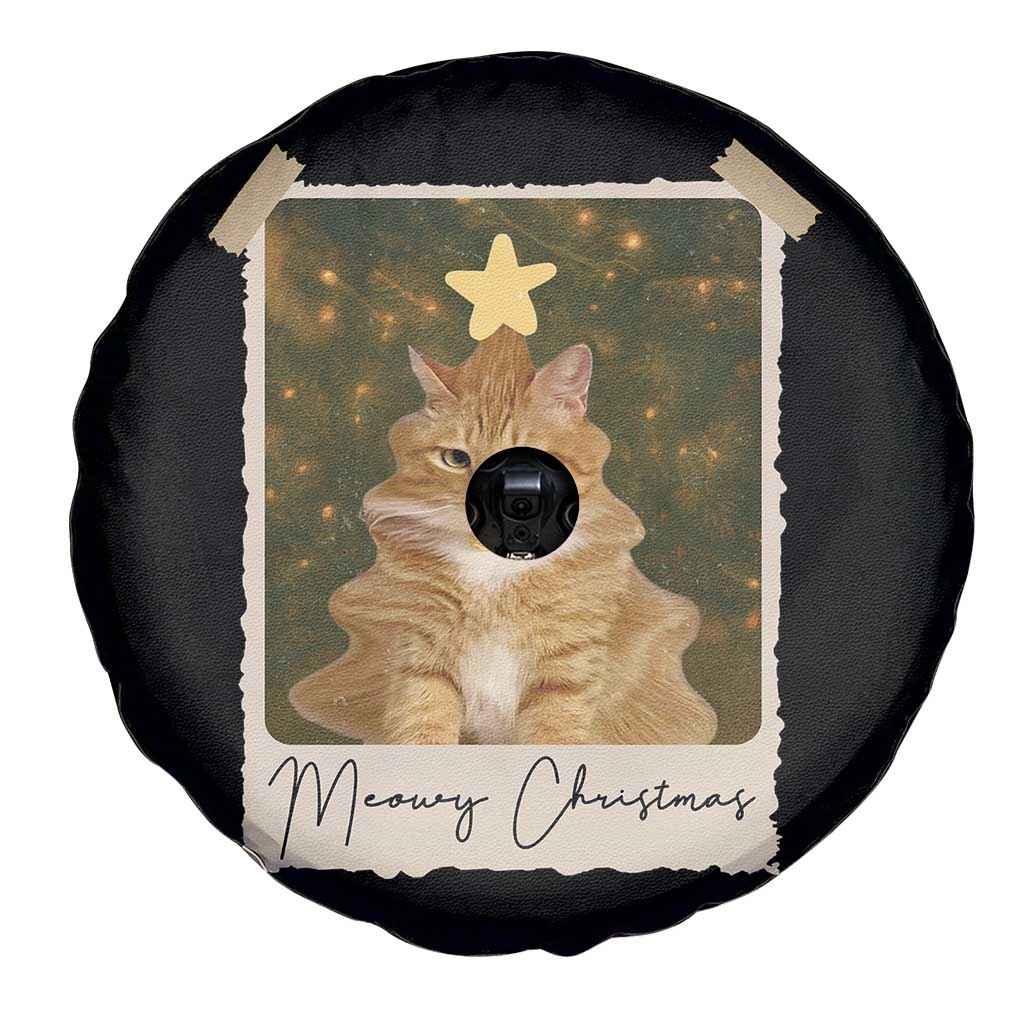 Meowy Christmas Spare Tire Cover Funny Cat Xmas Tree Retro Vintage Photo - Wonder Print Shop