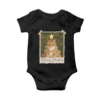 Meowy Christmas Baby Onesie Funny Cat Xmas Tree Retro Vintage Photo - Wonder Print Shop