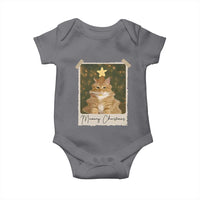 Meowy Christmas Baby Onesie Funny Cat Xmas Tree Retro Vintage Photo - Wonder Print Shop